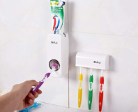 Auto Toothpaste Dispenser & Toothbrush Holder Set