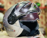 Mavox Half Helmet for bike scooty Silver color