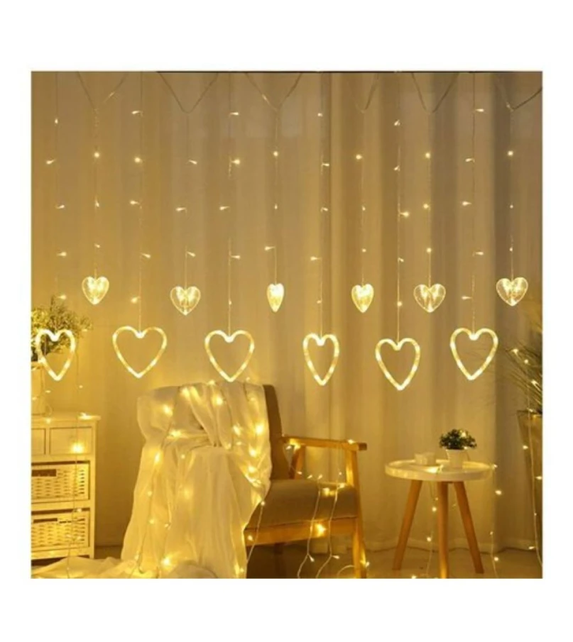Heart Shape Curtain String Lights