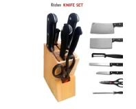 Stainless Steel Kitchen Wooden Block Knife Set 7pc