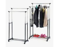 Adjustable Double Pole Clothes Rack