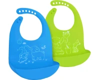 Waterproof Silicon Baby Bib with Food Catcher 2 pc