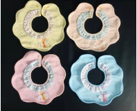 Round Flower Shape Cotton Bib 2 pcs