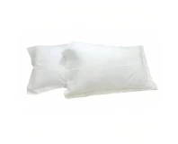 White Lined Cotton Pillow Covers Set of 2