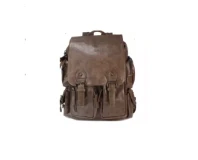 Coffee Leather Fashion Unisex Backpack