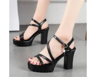 Solid Platform Peep Toe Buckle Heel Women Sandal