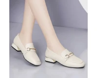 Fashion Metal Ring Buckle Leather Loafers Shoes