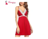 Fancyra Red Nightwear One Piece Dress
