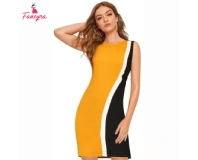 Fancyra Women Yellow Black Knee Length One Piece