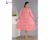 Fancyra Long Sleeve Cotton Pink One Piece Frock
