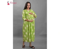 Fancyra Women Maternity Light Green Printed Dress