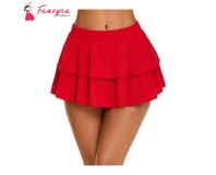 Fancyra Polyester and Spandex Mix Red Mini Skirt