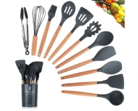 Silicone Wooden Handle Spatula Set of 12 Pcs