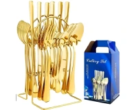 Flatware Stainless Steel Gold Cutlery Set of 24 Pc