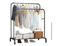 Double Railing and Shelves Hanger with Shoe Rack