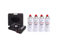 Portable Gas Stove Set with 4 Can Gas Cylinders