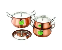 Sonu Exclusive Range Steel Copper Handi Set 3 pcs