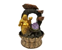 Laughing Buddha Tabletop Fountain With Crystal Bal