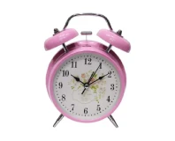 Round Pink Table Clock with Alarm