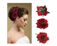Red Golds Bamboo Rose Hair Pin Clip Pack of 3 pcs