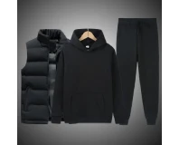 Stylish Hoodie Joggers and Half Jacket Set for Men