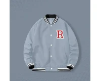 Windproof R Print Double Layered Baseball Jacket