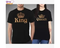 Black King & Queen Printed Couple T-Shirt
