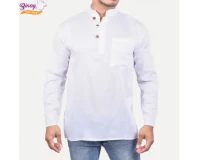 White Plain Kurta Shirt For Men