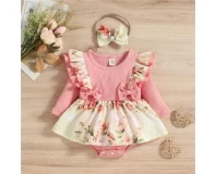 Floral Baby Girl Frock With Headband