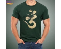 Green Om Printed Cotton T-Shirt For Men